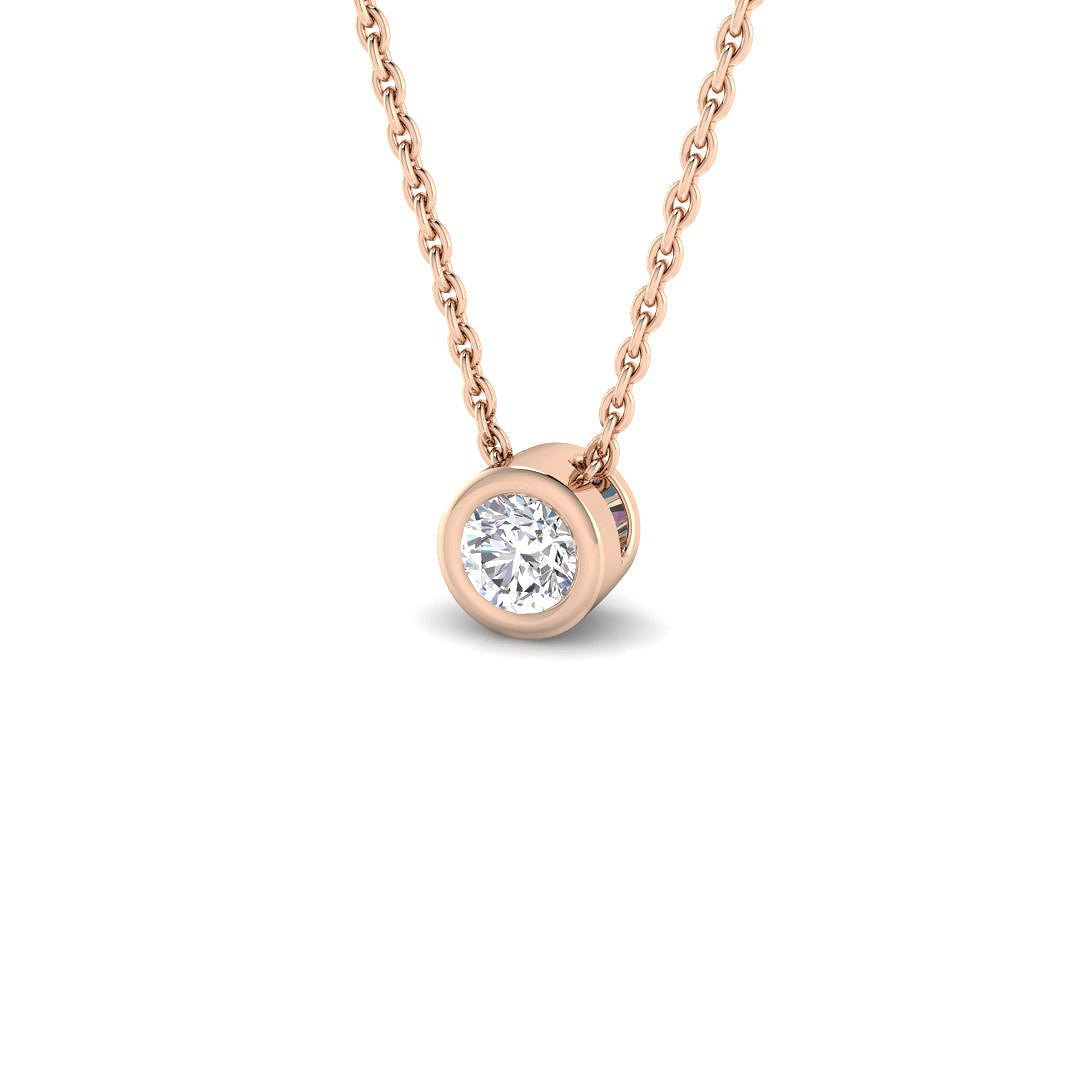 Classic Rub Over Diamond Solitaire Pendant 0.25ct G/SI 18k Rose Gold - All Diamond