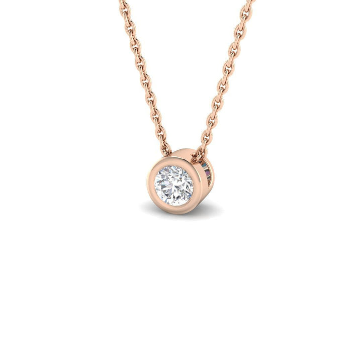 Classic Rub Over Diamond Solitaire Pendant 0.25ct G/SI 18k Rose Gold