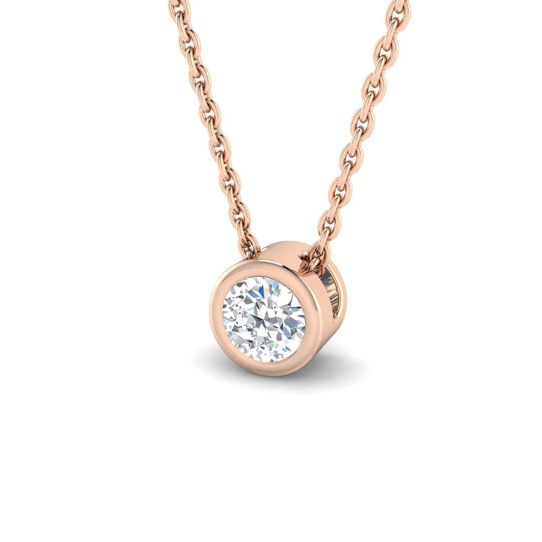 Classic Rub Over Diamond Solitaire Pendant 0.40ct G/SI 18k Rose Gold - All Diamond