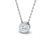 Classic Rub Over Diamond Solitaire Pendant 0.40ct G/SI 18k White Gold - All Diamond
