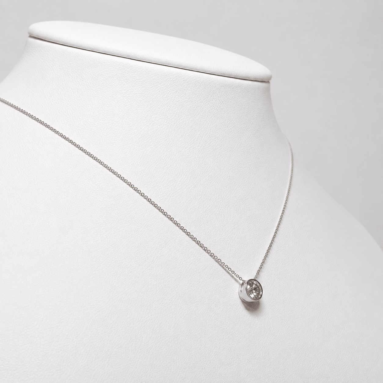 Classic Rub Over Diamond Solitaire Pendant 0.50ct G/SI 18k White Gold - All Diamond
