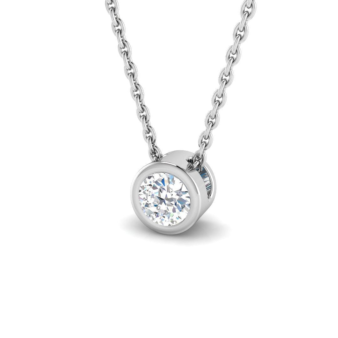 Classic Rub Over Diamond Solitaire Pendant 0.50ct G/SI 18k White Gold - All Diamond