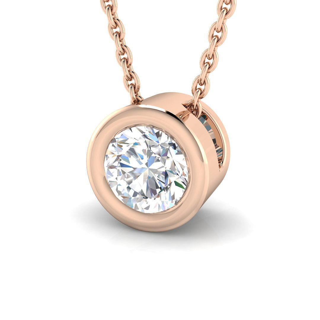 Classic Rub Over Diamond Solitaire Pendant 0.75ct G/SI 18k Rose Gold - All Diamond