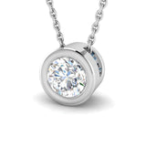Classic Rub Over Diamond Solitaire Pendant 0.75ct G/SI 18k White Gold - All Diamond