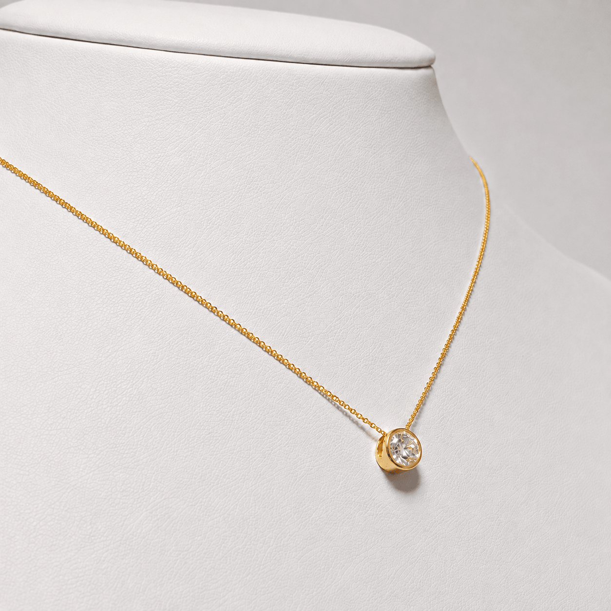 Classic Rub Over Diamond Solitaire Pendant 0.75ct G/SI 18k Yellow Gold - All Diamond