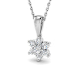 Daisy Diamond Cluster Pendant Necklace 0.25ct G/SI 18k White Gold - All Diamond