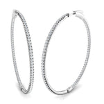 Diamond Claw Hoop Earrings 1.75ct G/SI Quality 18k White Gold 49.0mm - All Diamond