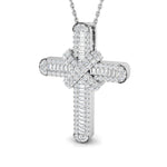 Diamond Cross Baguette & Round Diamonds 0.65ct In 18k White Gold - All Diamond