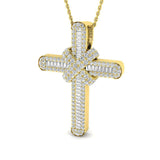 Diamond Cross Baguette & Round Diamonds 1.15ct In 18k Yellow Gold - All Diamond