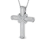 Diamond Cross Baguette & Round Diamonds 1.15ct in 9k White Gold - All Diamond
