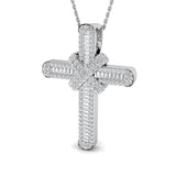 Diamond Cross Baguette & Round Diamonds 1.15ct in 9k White Gold - All Diamond