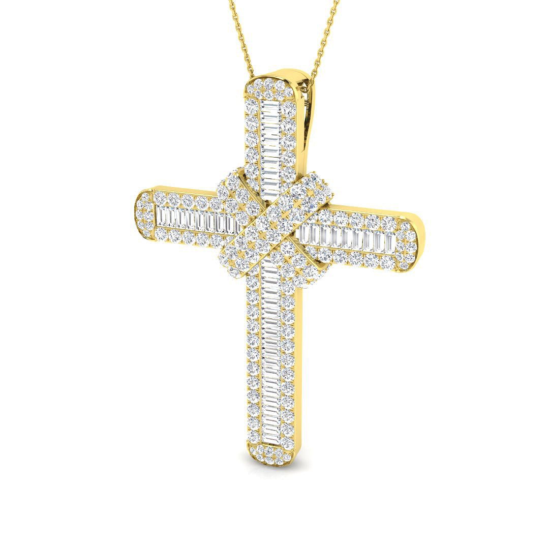 Diamond Cross Baguette & Round Diamonds 7.15ct In 9k Yellow Gold - All Diamond