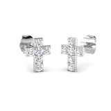 Diamond Cross Earrings 0.35ct G/SI Quality in 9k White Gold - All Diamond