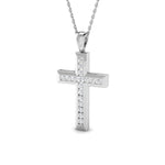 Diamond Cross Necklace with 0.11ct G/SI Diamonds in 9k White Gold - All Diamond