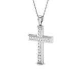 Diamond Cross Necklace with 0.11ct G/SI Diamonds in 9k White Gold - All Diamond