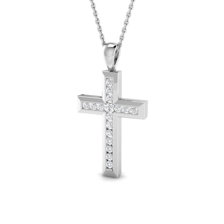 Diamond Cross Necklace with 0.11ct G/SI Diamonds in 9k White Gold