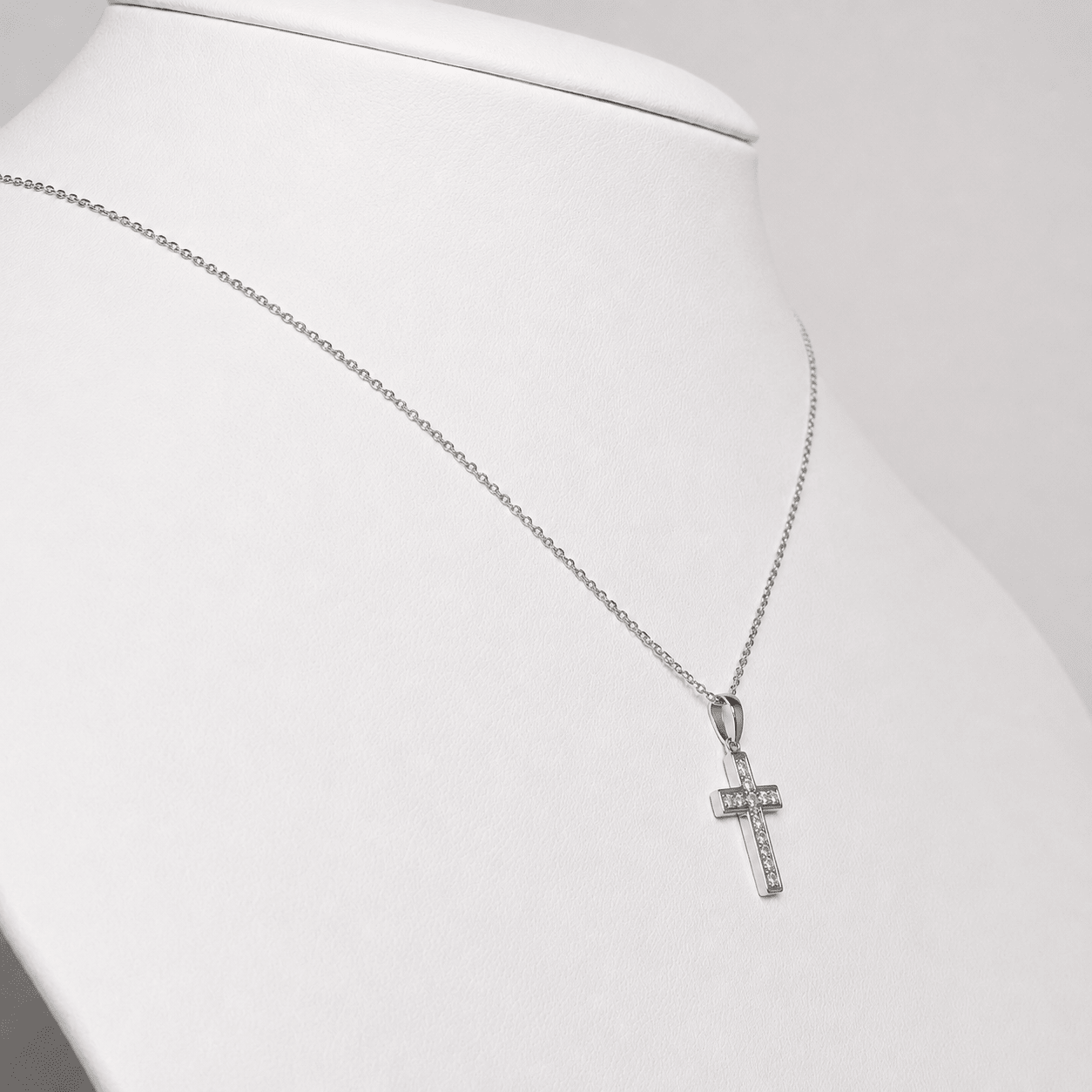 Diamond Cross Necklace with 0.25ct G/SI Diamonds in 9k White Gold - All Diamond