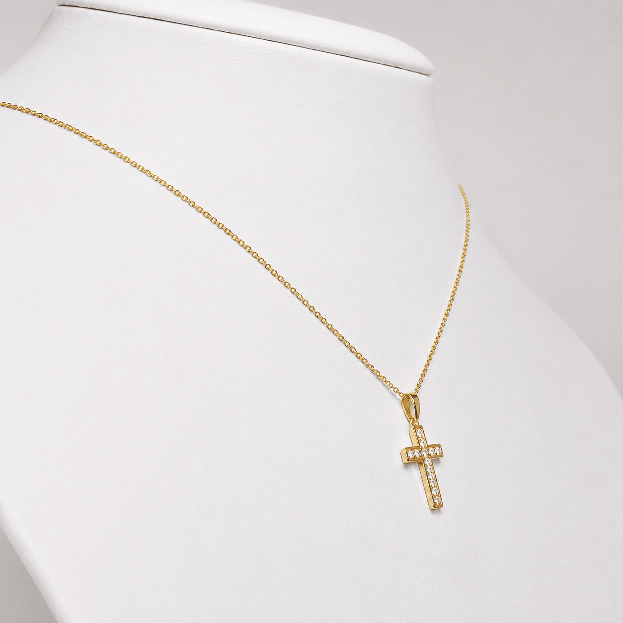 Diamond Cross Necklace with 0.25ct G/SI Diamonds in 9k Yellow Gold - All Diamond