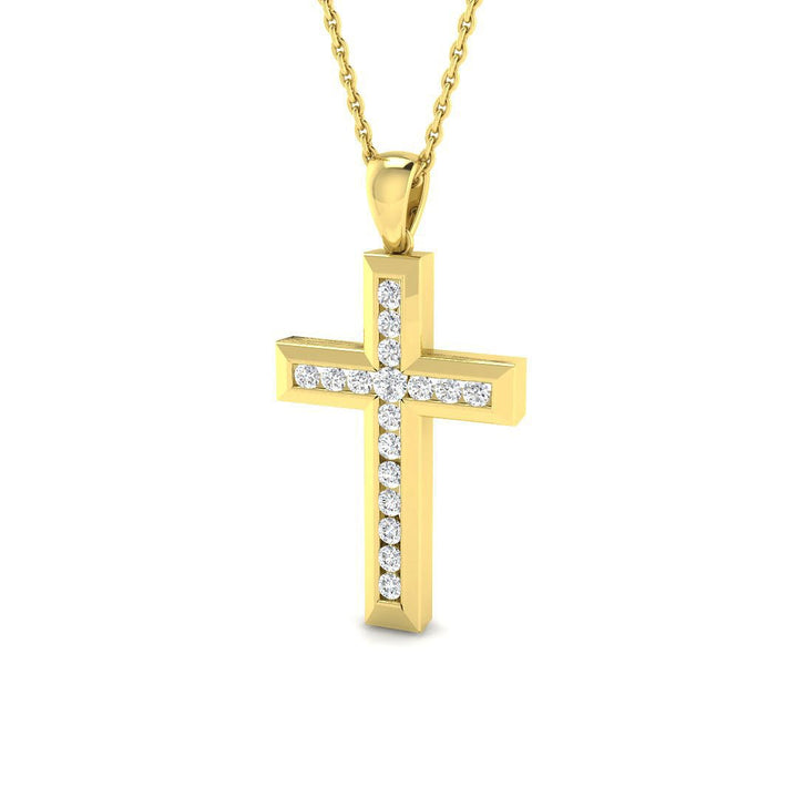 Diamond Cross Necklace with 0.25ct G/SI Diamonds in 9k Yellow Gold