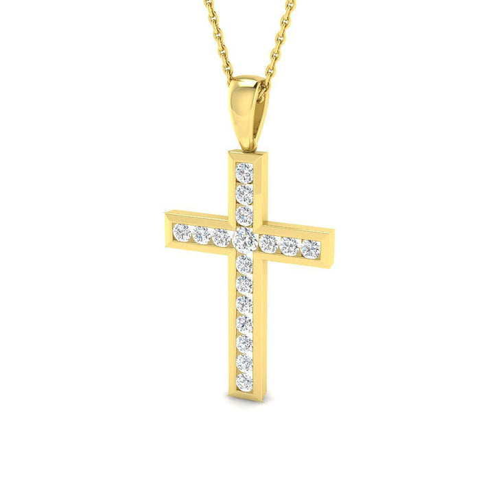 Diamond Cross Necklace with 0.50ct G/SI Diamonds in 9k Yellow Gold