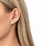 Diamond Halo Earrings 0.75ct G/SI Quality in 18k White Gold - All Diamond