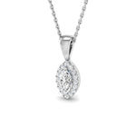 Diamond Halo Marquise Pendant Necklace 0.35ct G/SI in 9k White Gold - All Diamond