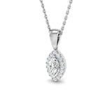 Diamond Halo Marquise Pendant Necklace 0.35ct G/SI in 9k White Gold - All Diamond