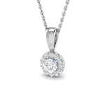 Diamond Halo Pendant Necklace 0.10ct G/SI Quality in 9k White Gold - All Diamond