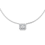 Diamond Halo Pendant Necklace 0.30ct G/SI Quality in 9k White Gold - All Diamond
