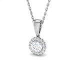 Diamond Halo Pendant Necklace 0.30ct G/SI Quality in 9k White Gold - All Diamond