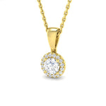 Diamond Halo Pendant Necklace 0.30ct G/SI Quality in 9k Yellow Gold - All Diamond