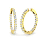 Diamond Hoop Earrings 2.00ct G/SI Quality Diamonds 18k Yellow Gold - All Diamond