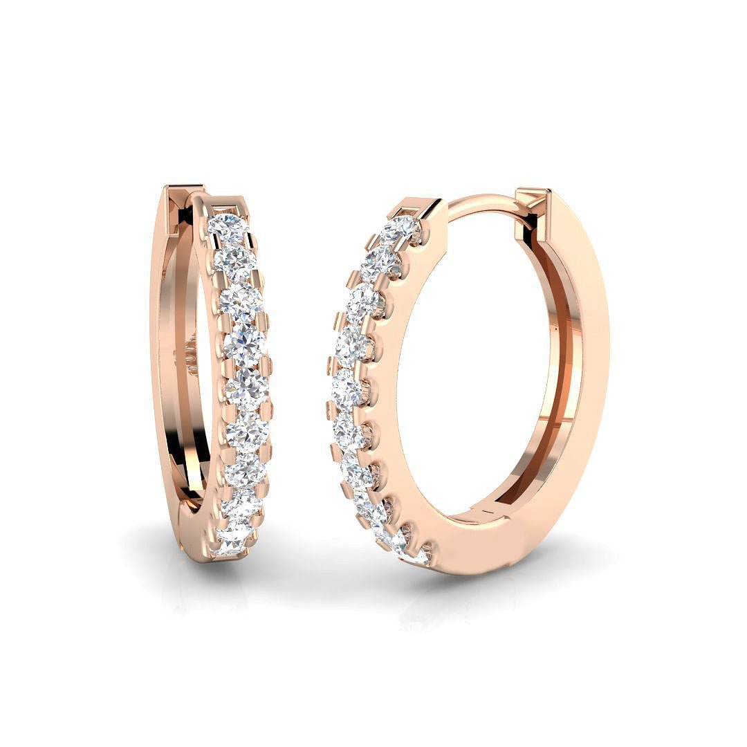 Diamond Huggie Hoop Earrings 0.20ct G/SI Quality in 18k Rose Gold - All Diamond