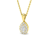 Diamond Pear Halo Pendant Necklace 0.35ct G/SI 9k Yellow Gold - All Diamond