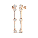 Diamond Rub Over Drop Earrings 1.60ct G/SI Quality 18k Rose Gold - All Diamond