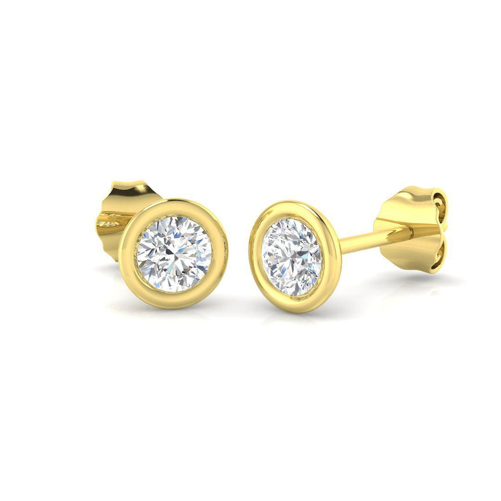 Diamond Rub Over Stud Earrings 0.50ct G/SI Quality in 18k Yellow Gold - All Diamond