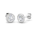 Diamond Rub Over Stud Earrings 1.00ct G/SI Quality in 18k White Gold - All Diamond