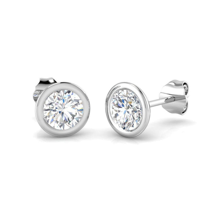 Diamond Rub Over Stud Earrings 1.00ct G/SI Quality in 18k White Gold