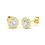 Diamond Rub Over Stud Earrings 1.00ct G/SI Quality in 18k Yellow Gold - All Diamond