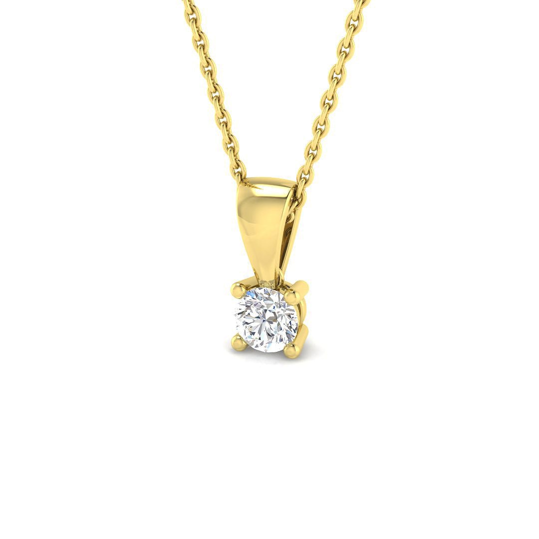 Diamond Solitaire Necklace 0.20ct G/SI in 18k Yellow Gold - All Diamond
