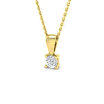 Diamond Solitaire Necklace 0.20ct G/SI in 18k Yellow Gold - All Diamond