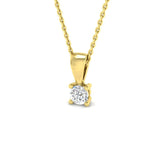 Diamond Solitaire Necklace 0.20ct G/SI in 18k Yellow Gold - All Diamond