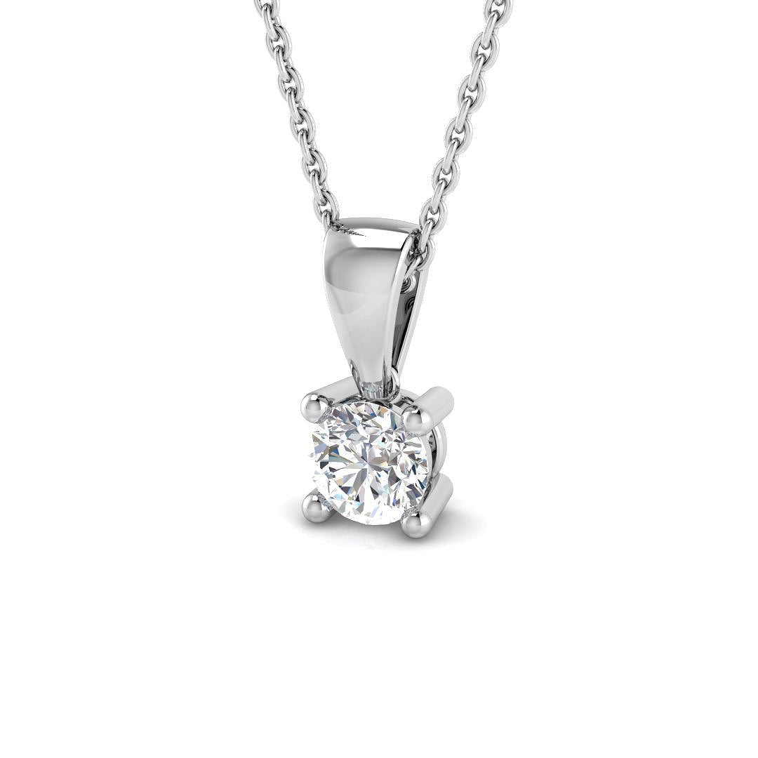 Diamond Solitaire Necklace 0.30ct G/SI in 18k White Gold - All Diamond