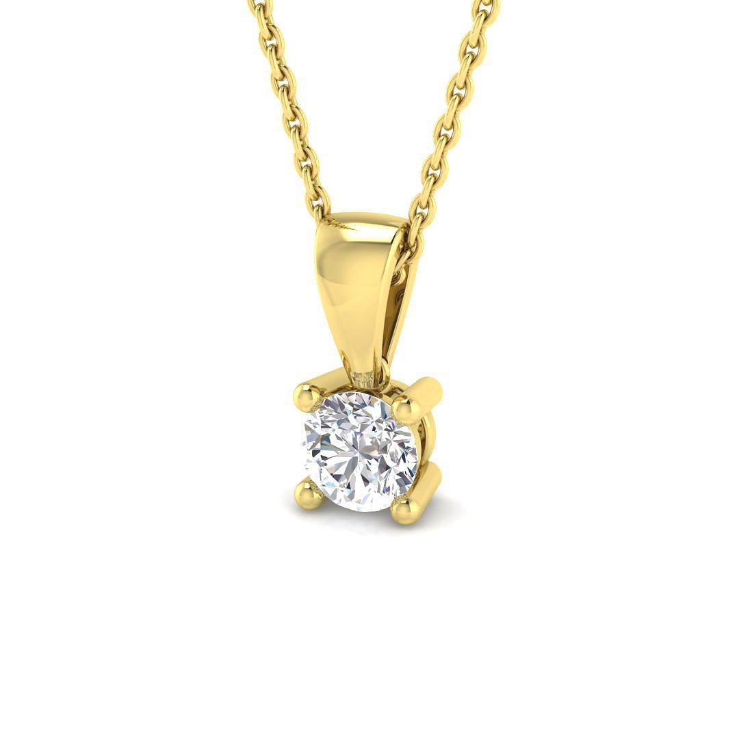 Diamond Solitaire Necklace 0.40ct G/SI in 18k Yellow Gold - All Diamond