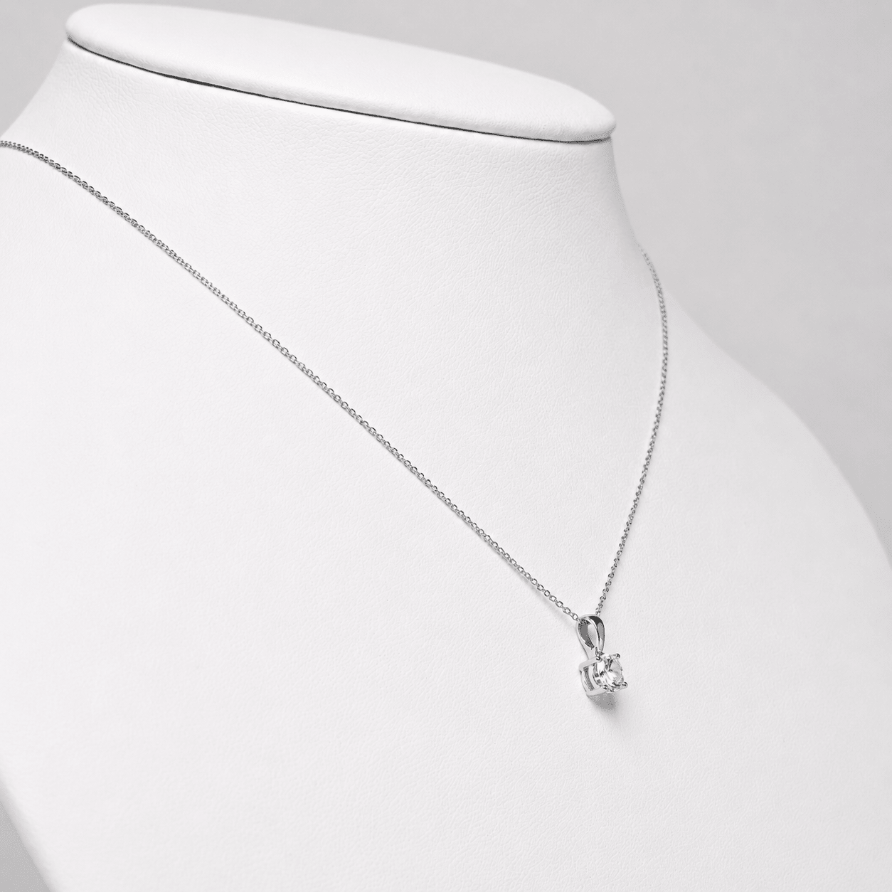 Diamond Solitaire Necklace 0.75ct G/SI in 18k White Gold - All Diamond