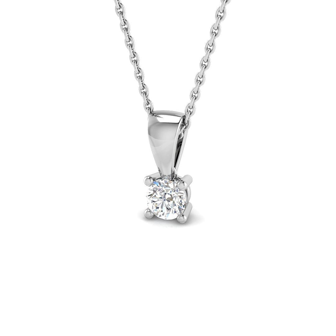 Diamond Solitaire Necklace Pendant 0.20ct G/SI In 9k White Gold - All Diamond