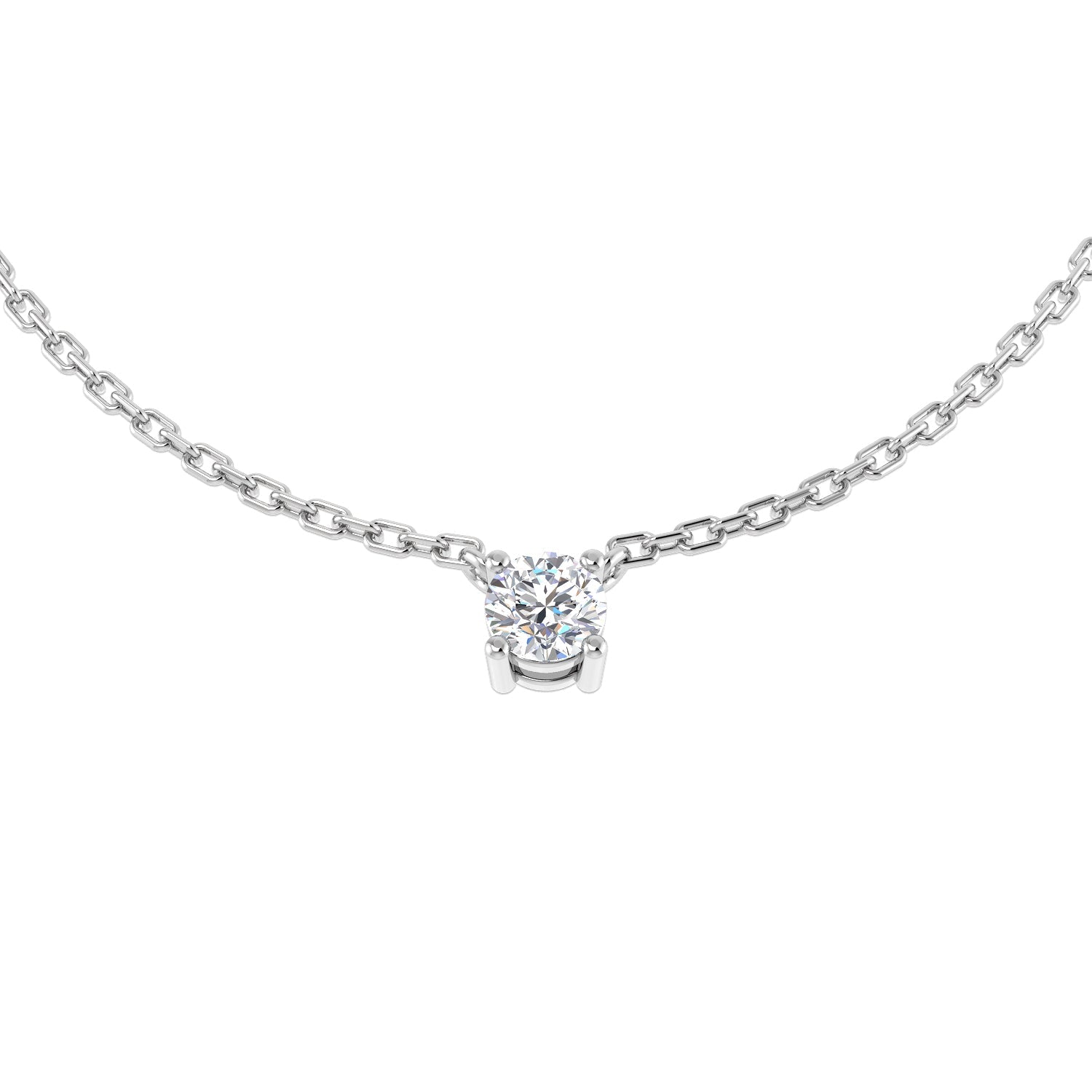 Diamond Solitaire Pendant Necklace 0.15ct G/SI in 18k White Gold - All Diamond