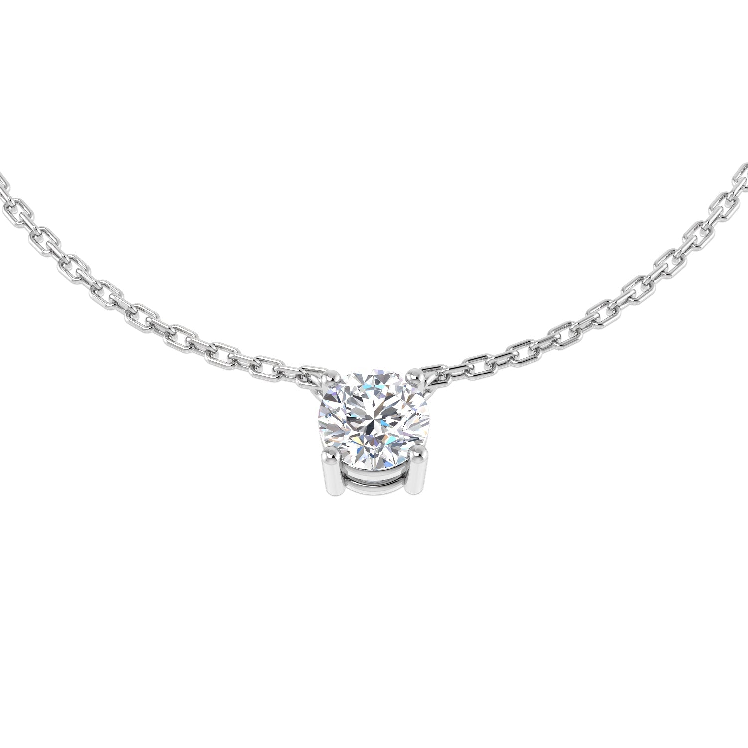 Diamond Solitaire Pendant Necklace 0.40ct G/SI in 18k White Gold - All Diamond