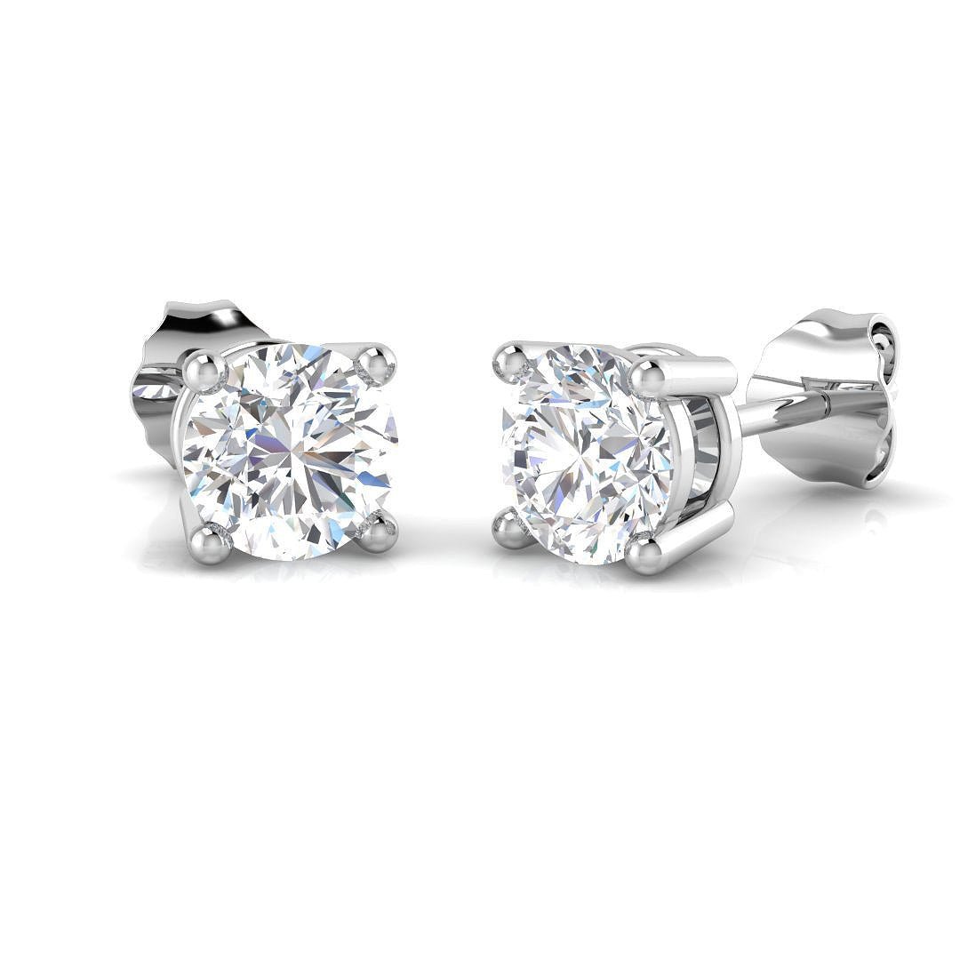 Diamond Stud Earrings 1.40ct Premium Quality in 18k White Gold - All Diamond