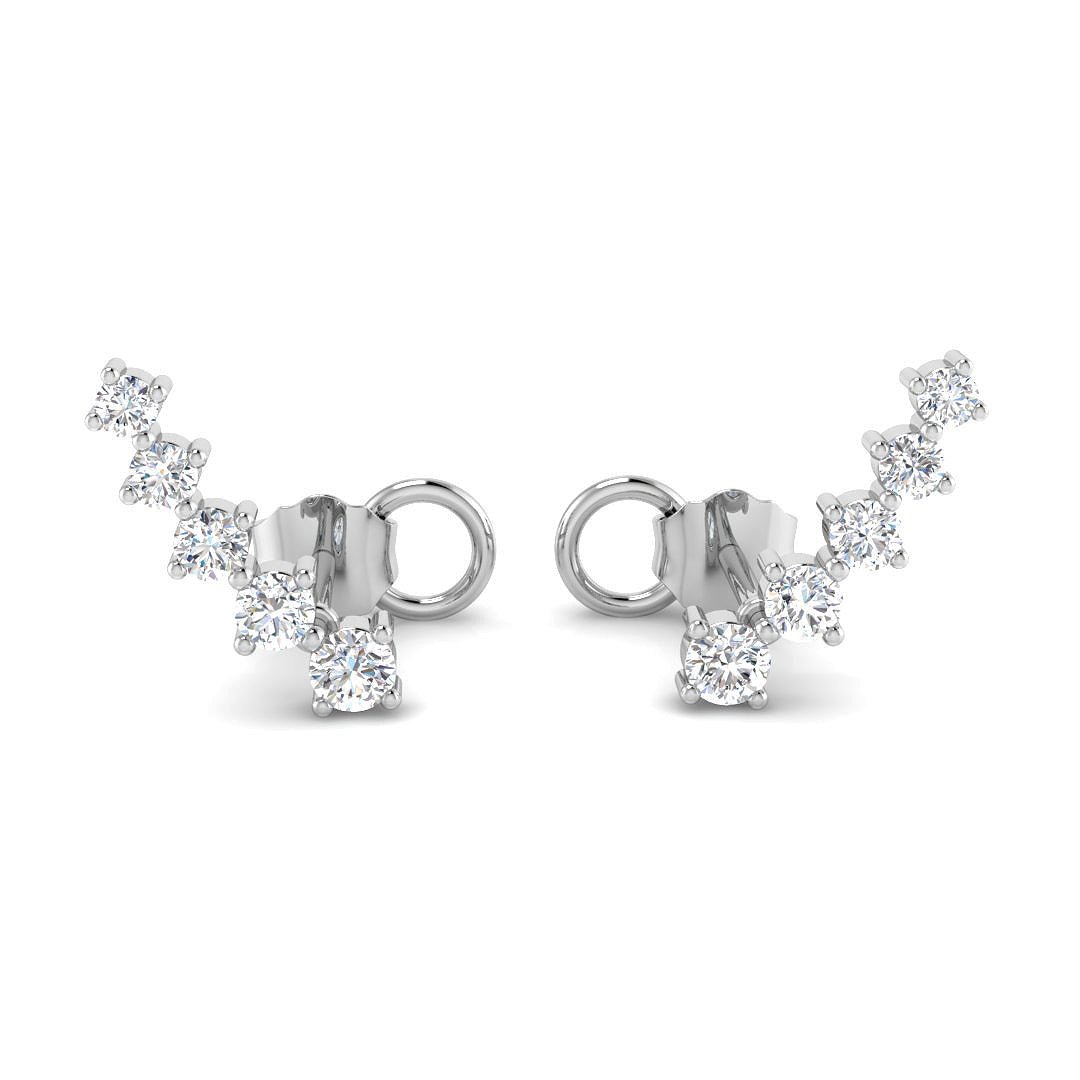 Drop Diamond 5 Stone Earrings 0.40ct G/SI Quality in 9k White Gold - All Diamond